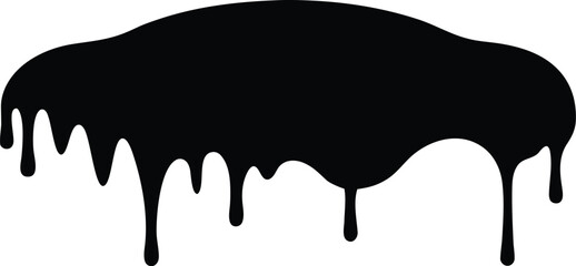 Black dripping paint silhouette vector, paint splashes illustration