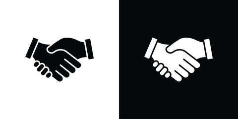 Shake hands icon vector graphics. Flat solid black vector set