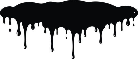 Black dripping paint silhouette vector, paint splashes illustration