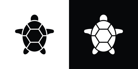 Obraz premium Sea turtle icon vector graphics. Flat solid black vector set