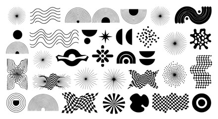 Abstract Geometric Shapes : A collection of graphic resources composed of intricate abstract forms and geometric elements, meticulously arranged to stimulate visual interest and creative expression. 