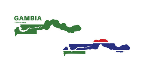 Set of isolated gambia maps. gambia flag overlaid with flag proportions. Maps and traveling around the world