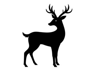 Deer black silhouette vector,reindeer silhouette icon