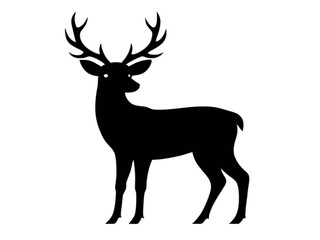 Deer black silhouette vector,reindeer silhouette icon