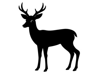 Deer black silhouette vector,reindeer silhouette icon