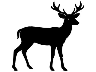 Deer black silhouette vector,reindeer silhouette icon