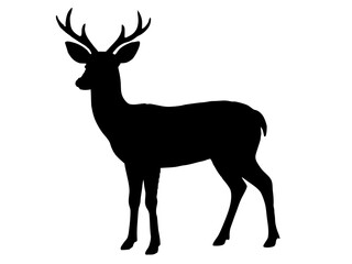 Deer black silhouette vector,reindeer silhouette icon