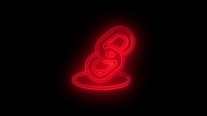 Glowing Red Chain Link Icon on Black Background connection