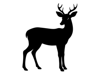 Deer black silhouette vector,reindeer silhouette icon