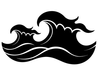Obraz premium Ocean Wave Silhouette vector,Sea Wave icon illustration