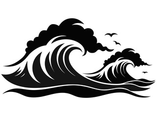 Ocean Wave Silhouette vector,Sea Wave icon illustration