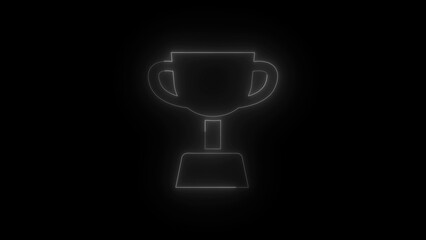 Glowing Trophy Silhouette on Black Background Award Concept