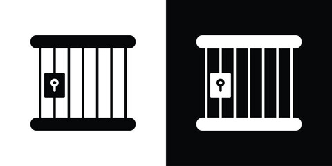 Prison icon vector graphics. Flat solid black vector set