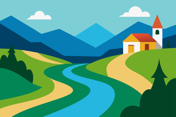 scenic view of a river flowing through a rural