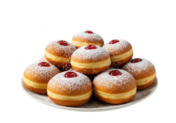A stack of jelly doughnuts isolated on transparent background