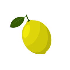 Vibrant yellow lemon with green leaf on white background—clean, fresh, and perfect for food, health, or summer-themed designs.