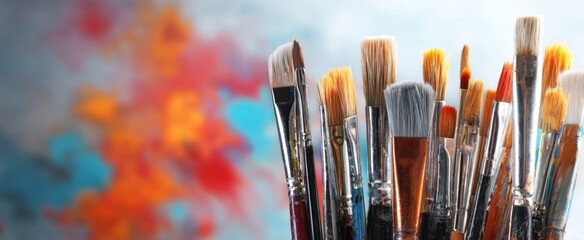 The vibrant collection of paintbrushes ready for artistic expression