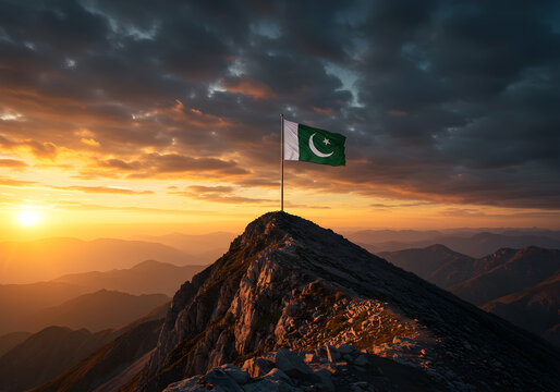 14 August Pakistan Independence Day Icon | Green and White National Holiday Celebration Badge for Patriotic Designs and Greetings