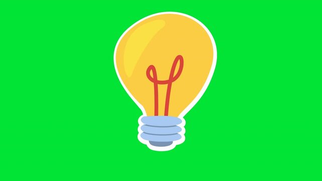 Animated Idea Light Bulb Icon on Green Background,  ideal forew ideas, innovation, creative solutions, and user interfaces related to concepts and progress