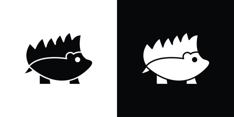 Hedgehog icon vector graphics. Flat solid black vector set © Surya