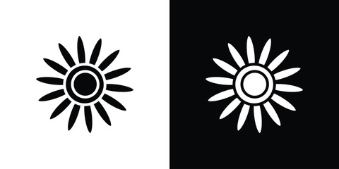 Gerbera icon vector graphics. Flat solid black vector set