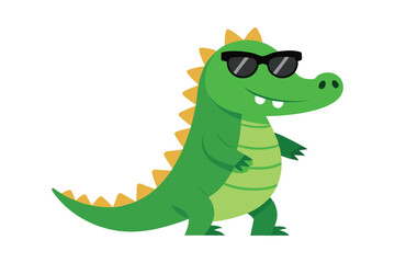 Obraz premium Cartoon crocodile with a smile sticker isolated on white background