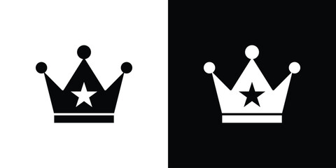 Crown icon vector graphics. Flat solid black vector set