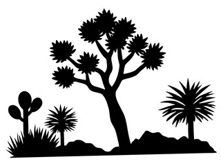 Joshua tree black silhouette, joshua tree, cacti,   black silhouette vector