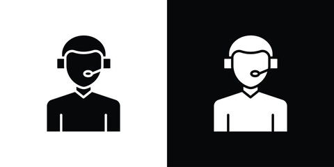 Callcenter icon vector graphics. Flat solid black vector set
