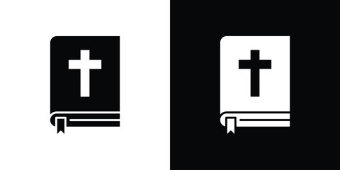 Obraz premium Bible icon vector graphics. Flat solid black vector set