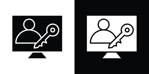 Authorize icon vector graphics. Flat solid black vector set