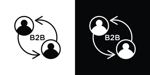 B2B icon vector graphics. Flat solid black vector set