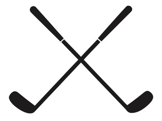 two crosse golf stick black silhouette vector,golf stick icon set