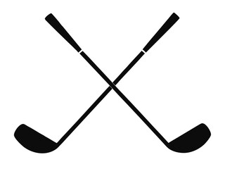 two crosse golf stick black silhouette vector,golf stick icon set