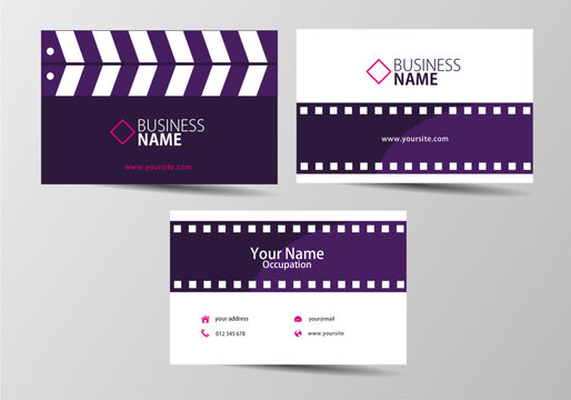 movie open clapper board and film business card. visiting card template two sides
