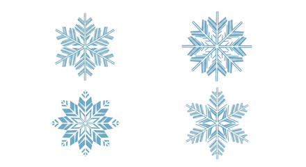 Fototapeta premium Geometric Snowflake Icon Set - Blue Winter Holiday Symbols on White Background - 16:9