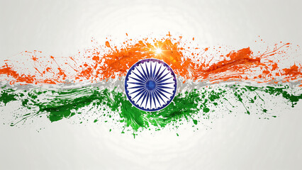 Digital art backgrounds for Indian Independence Day with tri-colour theme, bokeh effect, no humans, and bold "Happy Independence Day" text, ideal for banners and greetings.

