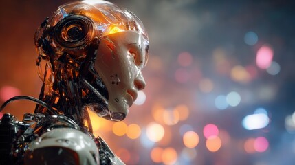 Exploring futuristic robotics urban landscape digital art nighttime close-up innovation and technology trends