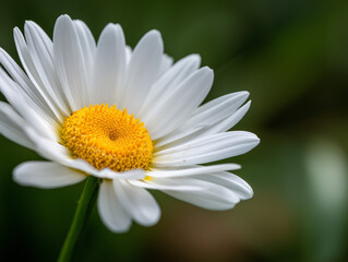 Fototapeta premium Close-Up of White Daisy in Bloom with Natural Yellow Center