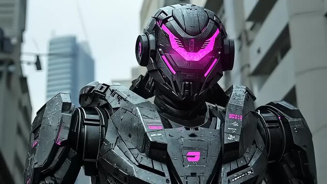 Futuristic robot in urban setting