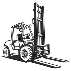 Black and white forklift lifting heavy loads industrial machinery