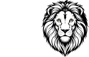 Fototapeta premium Lion Head Illustration with Golden Eyes.
