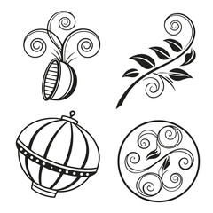 Black floral ornaments and decorative elements vector