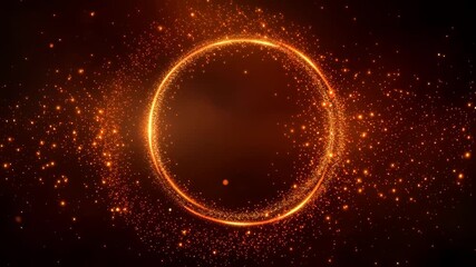 Glowing fiery ring with radiant particles on dark background creating vibrant magical energy and dynamic energetic visual effect