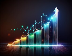 stock chart bar growth up success idea concept on dark background business idea concept