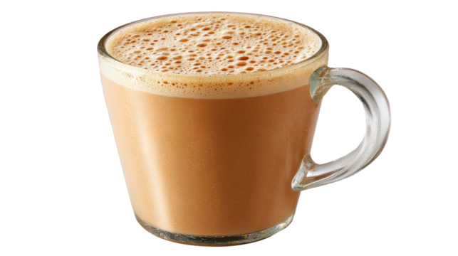 Frothy teh tarik pulled tea delight malaysian beverage transparent background warm inviting environment