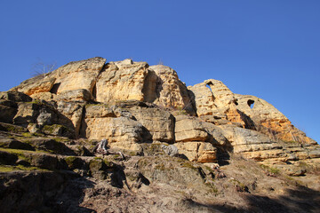 The UNESCO Global Geopark Harz, Braunschweiger Land, Klusfelsen (the upper cave or Klause)...