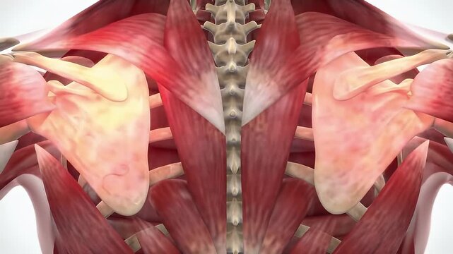 Detailed Upper Back Muscle Anatomy with Spine View