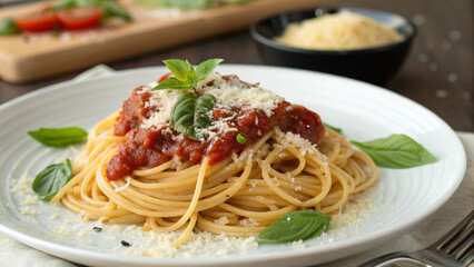 Full Platter of Pasta Foods Displayed on White Plate