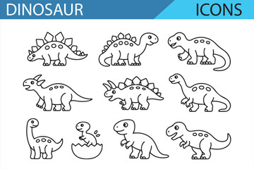 Prehistoric Animal Icon Collection – Featuring Dinosaurs, Fossils, and More